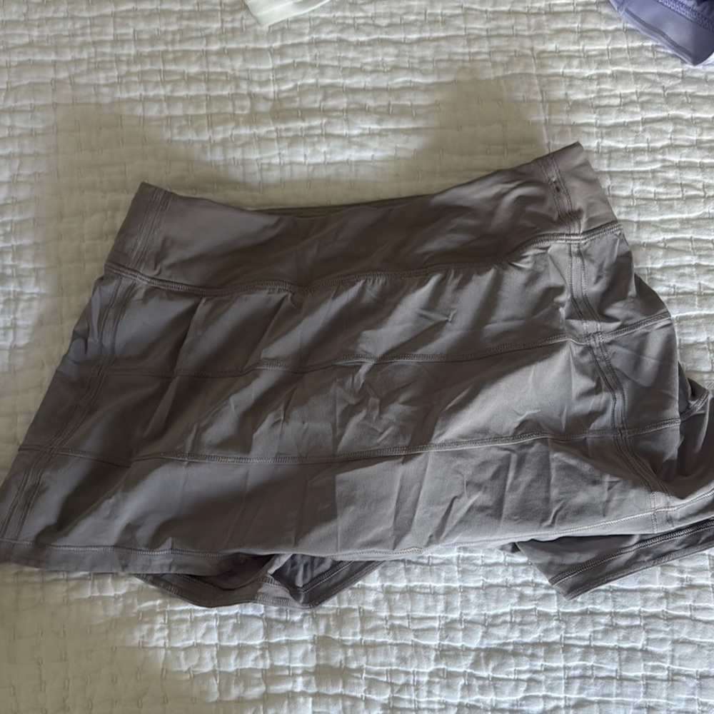 Lululemon Pleated Gray/ Purple Women's Tennis Skirt with Built In Shorts